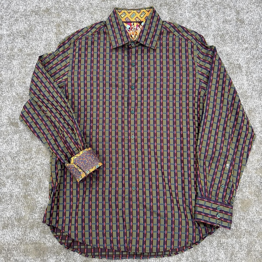 Robert Graham Shirt Mens XL Classic Fit Abstract Geometric Pattern Button Down